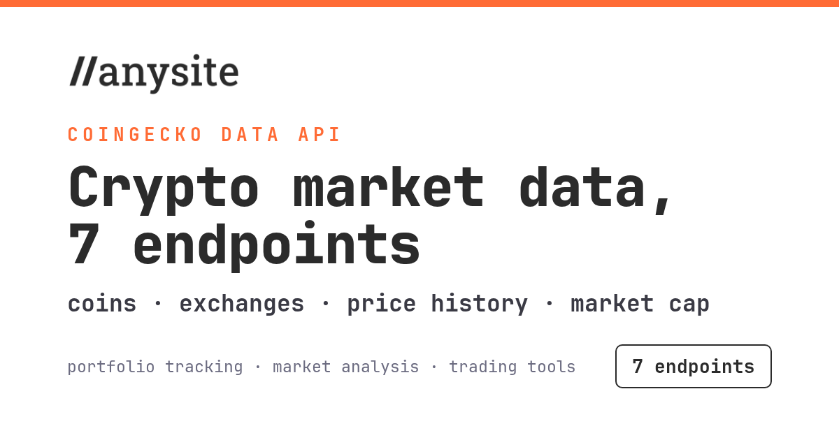 CoinGecko API — 7 Endpoints for Crypto Market Data
