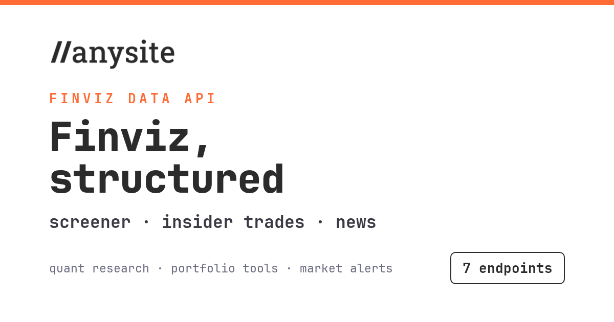 Finviz API: Stock Screener, Insider Trades, and Financial Data Now Available