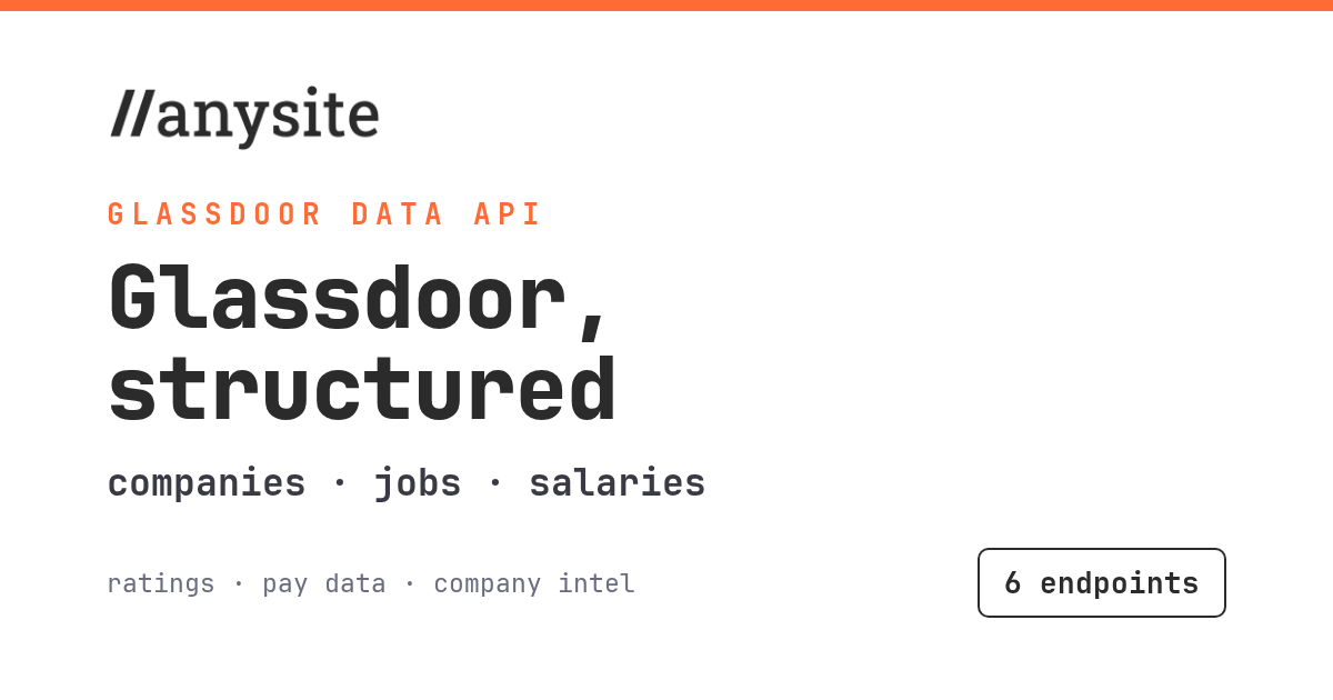 Glassdoor Data API: company ratings, job listings, and salary benchmarks