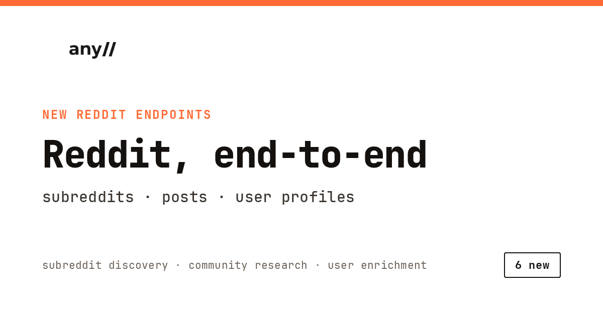 Anysite Now Covers Reddit End-to-End: Subreddits, Posts, and User Profiles