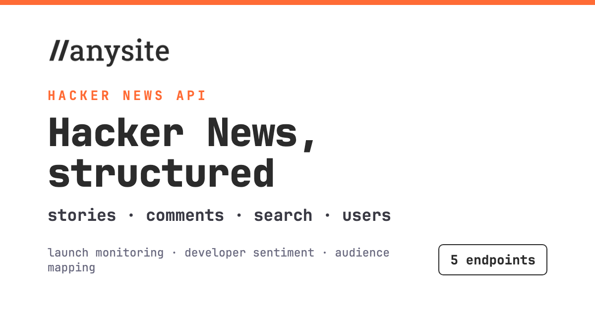Hacker News Is Now a Structured Data Source in Anysite