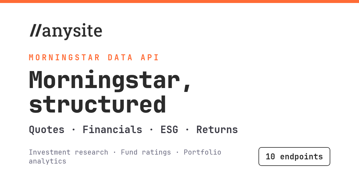 Morningstar Data API: quotes, financials, ESG ratings, and Medalist scores