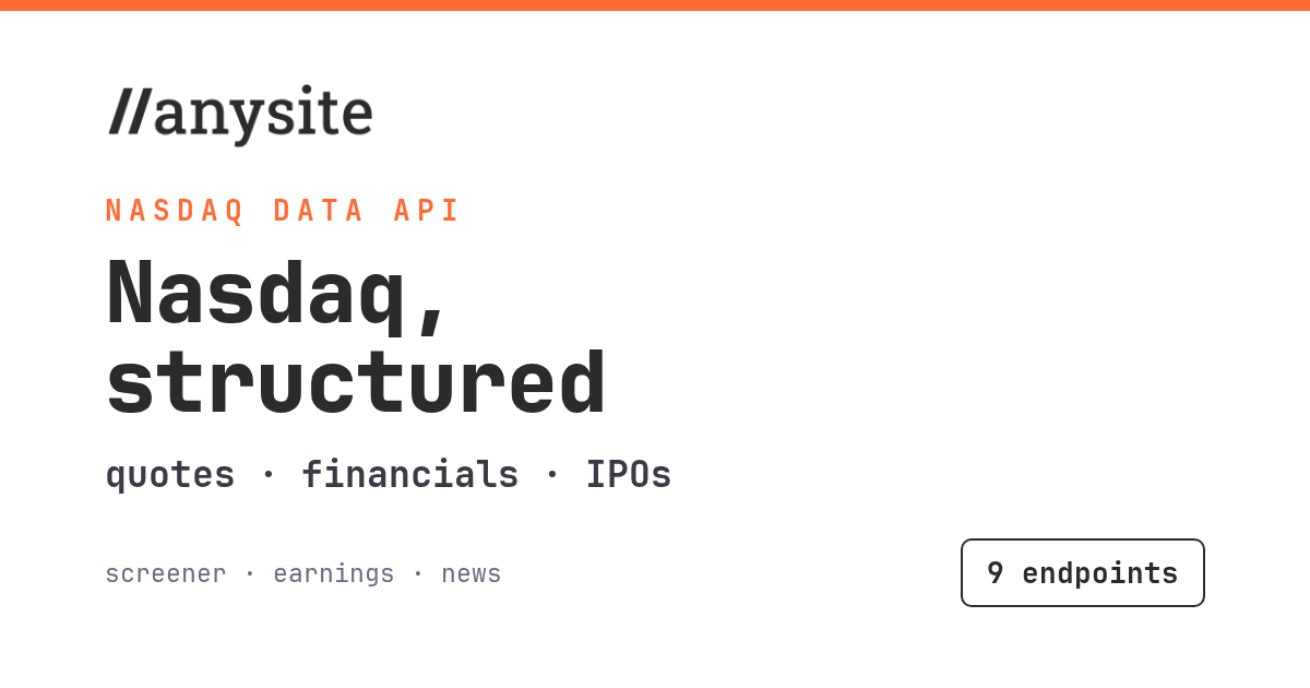 Nasdaq Data API: Quotes, Financials, IPOs, and More