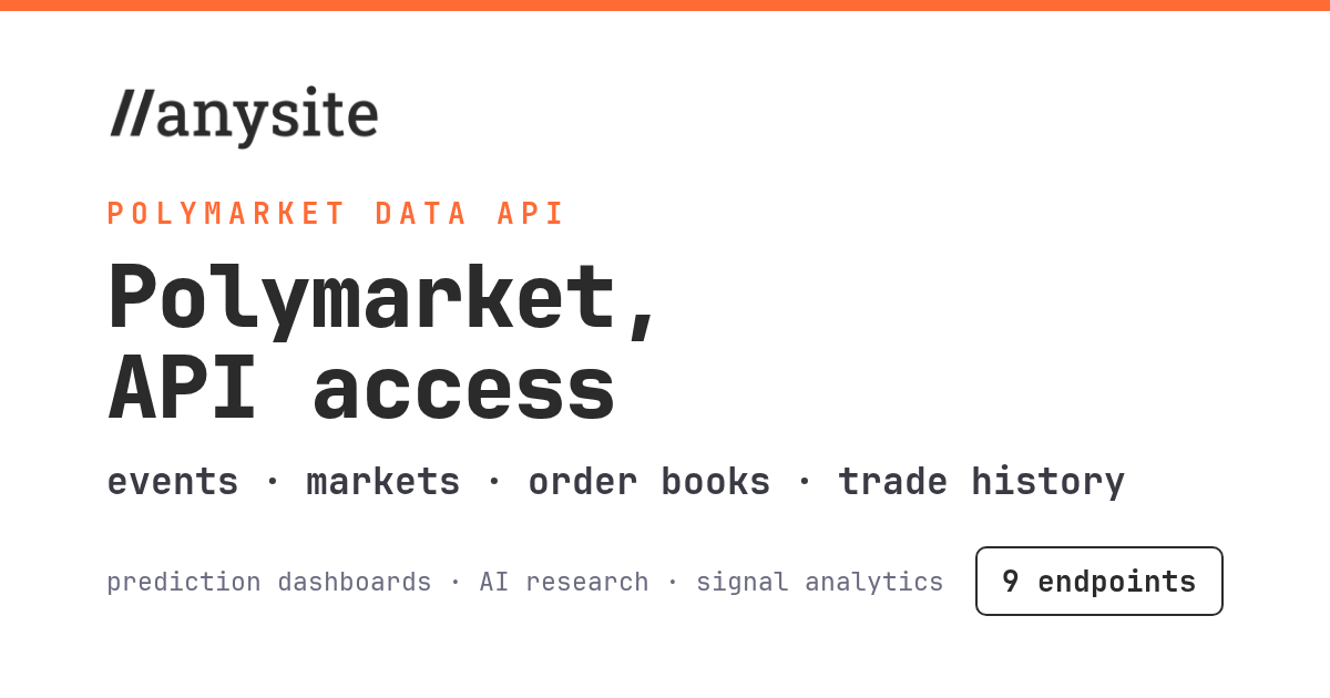 Polymarket API: Prediction Market Data — Events, Odds, Order Books