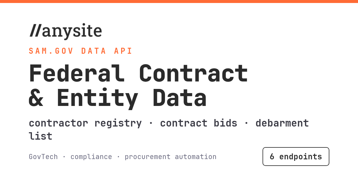New: SAM.gov API — Federal Contractor Registry, Contract Opportunities & Exclusion Screening