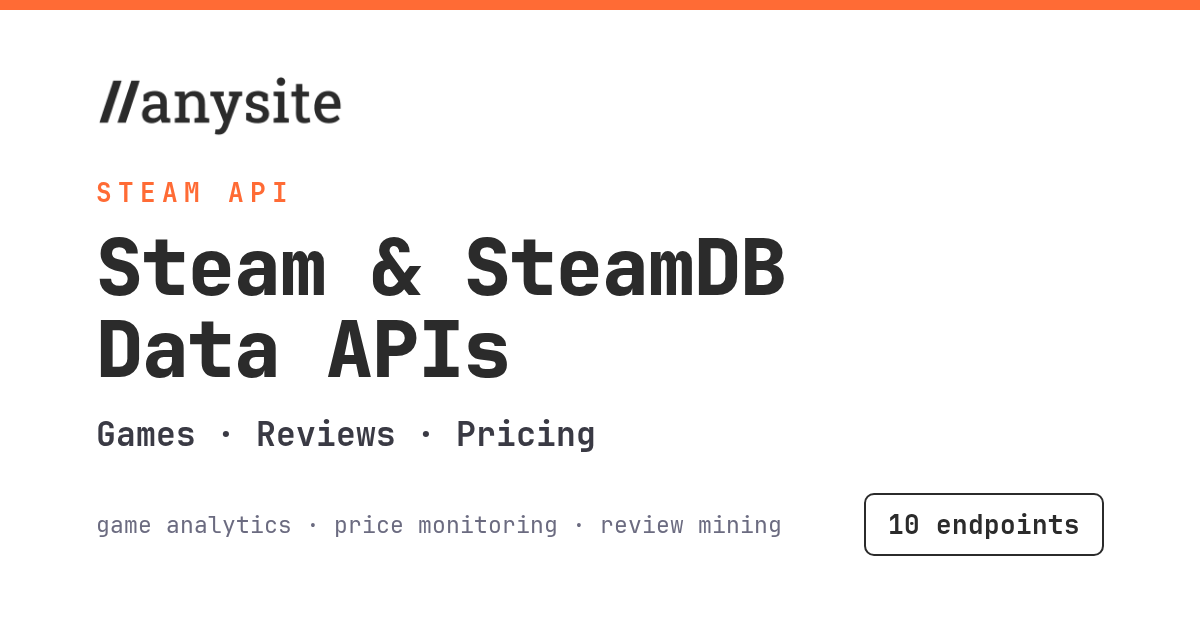 The Steam API: game data, reviews, pricing, and player counts in one place