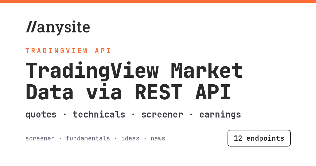TradingView Data via REST API: Quotes, Technicals, Screener, and Earnings